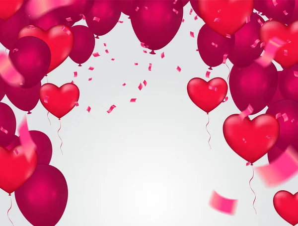 Février Saint Valentin Mariage Fond Mariage Ballons Réalistes Forme Coeur — Image vectorielle