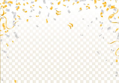 Altın kutlama geçmişi. Arka planda izole edilmiş bir grup altın balon. Lüks tebrik kartı.