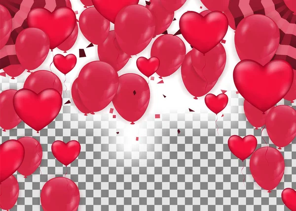 발렌틴 여성의 결혼식 현실적 심장은 페티로 풍선을 만듭니다 디자인 문자를 — 스톡 벡터