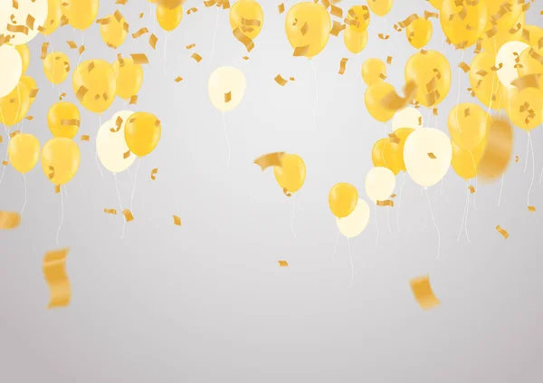 Gouden Viering Achtergrond Groep Gouden Ballonnen Geïsoleerd Achtergrond Luxe Wenskaart — Stockvector