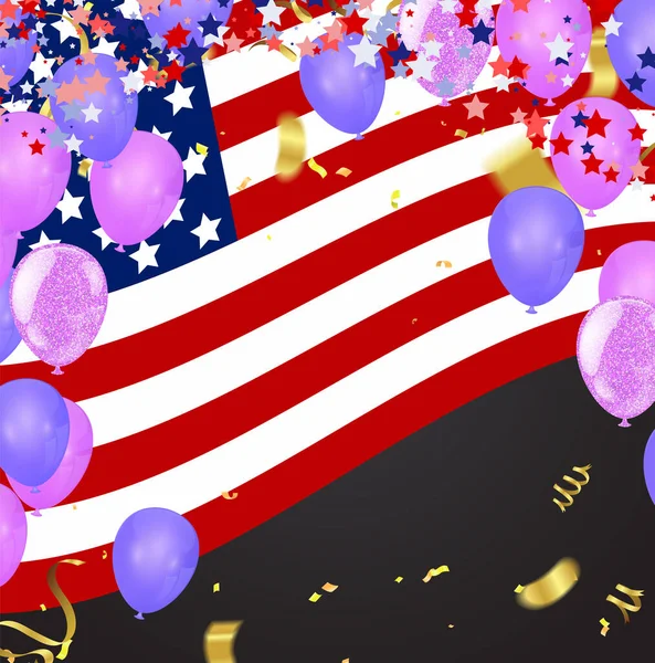 Прапор Сша Партійним Прапором Тлі Balloons Дні Незалежності — стоковий вектор