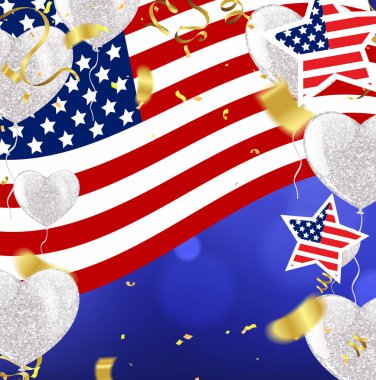 Yıldızlı ve kurdeleli Başkanlık Günün kutlu olsun. Senaryo. Yazılı tebrik kartı, satış afişi, poster için kaligrafik tasarım. ABD harfli Renkli Vektör illüstrasyon El çizimi