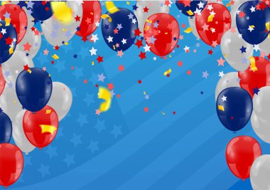 Yıldızlı ve kurdeleli Başkanlık Günün kutlu olsun. Senaryo. Yazılı tebrik kartı, satış afişi, poster için kaligrafik tasarım. ABD harfli Renkli Vektör illüstrasyon El çizimi