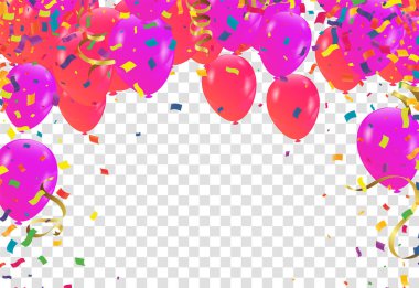 Arkaplan seti üzerinde uçan renkli balonlar üç farklı öngösterim dizisi