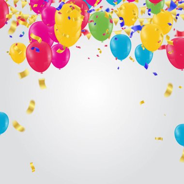 Renkli Parlak Balonlar ve Parti Bayrakları Görüntü