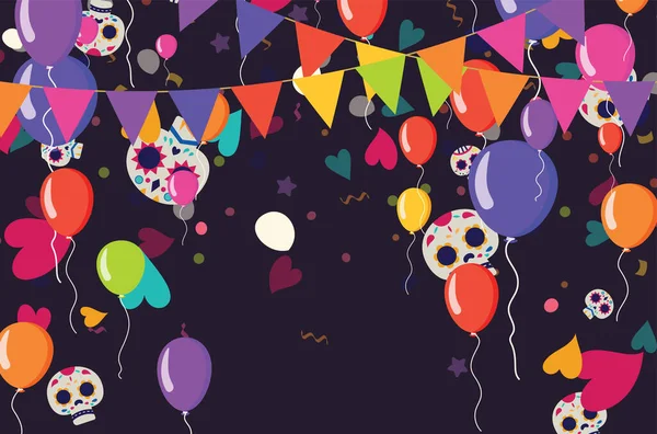 Parti Cinco Mayo Arka Planı Renkli Balonlar Tebrik Kartı Reklam — Stok Vektör