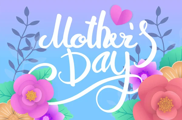 Muttertagskalligraphie Mit Blume — Stockvektor