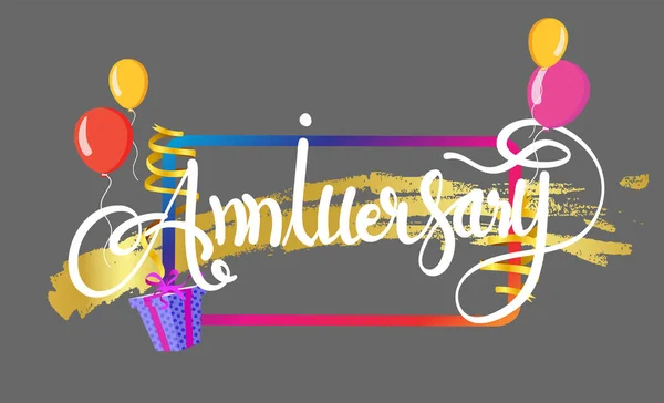 Plantilla Banner Diseño Tipografía Aniversario Décimo Aniversario Con Cinta Globo — Archivo Imágenes Vectoriales