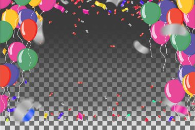 Tatil balonları tasarım afişi, bilet, broşür, kart, poster ve benzerleri için şablon. Mutlu yıllar.