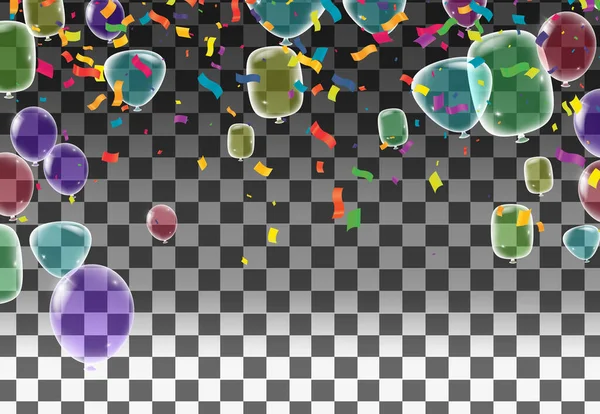 Şeffaf Balon Renkli Kutlama Arka Plan Şablonu — Stok Vektör