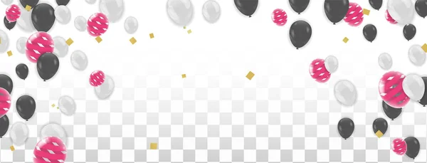 Confete Colorido Balões Fundo Verificado Vetor Eps —  Vetores de Stock