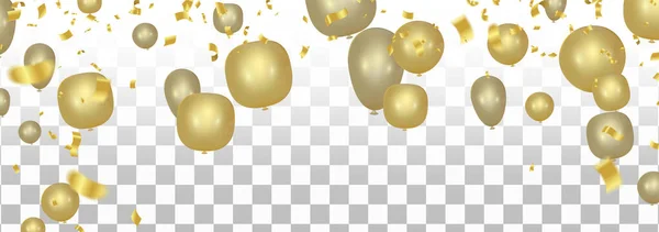 Вектор Вечірка Нові Кульки Золотий Колір Ілюстрації Confetti Стрічки Прапор — стоковий вектор
