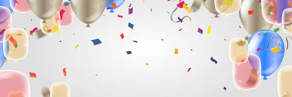 Группа Цветных Глянцевых Гелиевых Шариков Фон Комплект Воздушных Шаров День — стоковый вектор