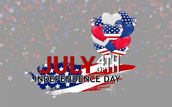 Знамя Дня независимости 4 июля. Концепция национального праздничного дизайна США с флагом, флагом и конфетти