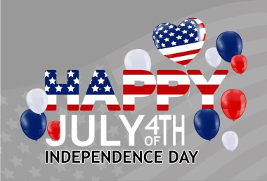 4 Temmuz Bağımsızlık Günü bayrağı. Bayrak, kiraz ve konfeti ile ABD ulusal tatil tasarımı konsepti