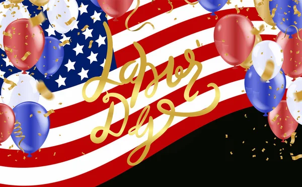 美国劳动节贺卡 用美国国旗的颜色画笔笔划背景 — 图库矢量图片