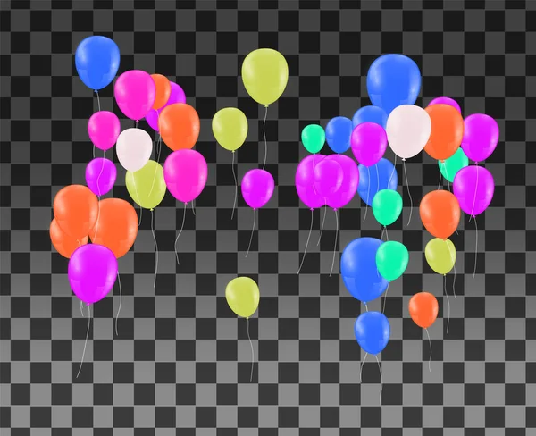 Globos Coloreados Transparentes Sobre Fondo Comprobado — Vector de stock