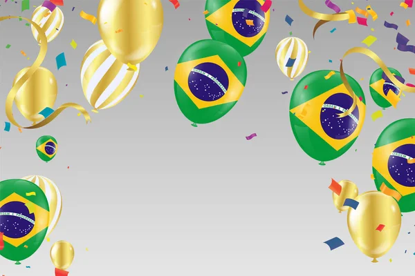 Braziliaanse Onafhankelijkheidsdag Poster Patriottische Vakantie Brazilië Ballonnen — Stockvector