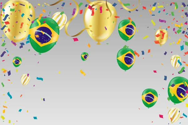 Braziliaanse Onafhankelijkheidsdag Poster Patriottische Vakantie Brazilië Ballonnen — Stockvector