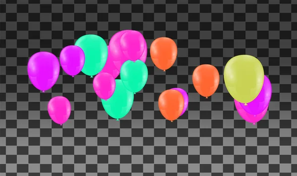 Χρωματιστά Και Διαφανή Μπαλόνια Στο Ελεγχόμενο Φόντο — Διανυσματικό Αρχείο
