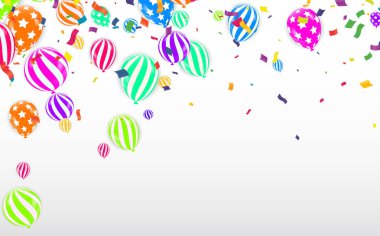 Renkli balonlar ve bayraklar vektörüyle şenlikli arkaplan