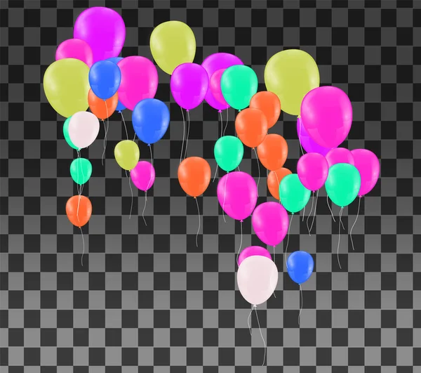 经过检查的背景上的彩色透明气球 — 图库矢量图片
