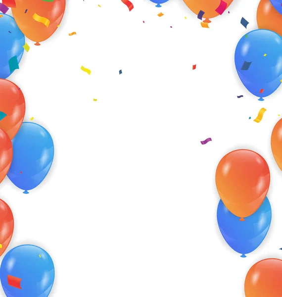 Group Balloons Orange Blue Background Set Balloons Birthday Anniversary Celebration — Stock Vector