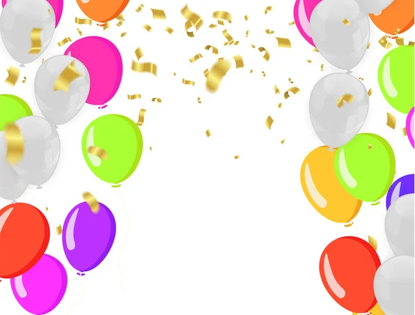 Kutlama Partisi Afişi Renkli Balonlar Yılan Balıklarıyla — Stok Vektör