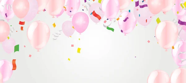 Modèle Pour Carte Joyeux Anniversaire Avec Place Pour Texte Ballons — Image vectorielle