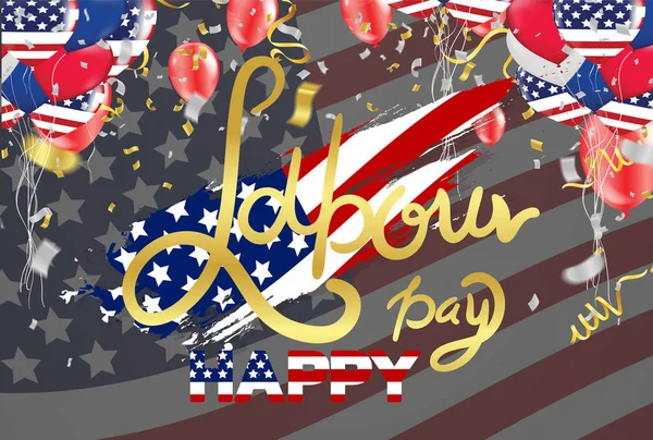Feliz Día Del Trabajo Banner Vector Ilustración American Patriotic Background — Vector de stock