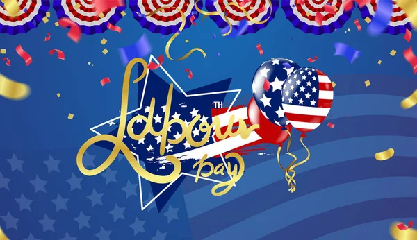 Feliz Día Del Trabajo Banner Vector Ilustración American Patriotic Background — Archivo Imágenes Vectoriales