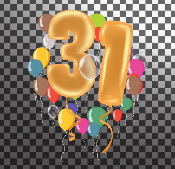 Happy Birthday Třicet Jeden Rok Zábava Oslavy Výročí Přání Číslem — Stockový vektor
