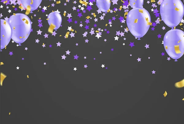 Beau Fond Avec Des Ballons Colorés Violet Voler Vers Haut — Image vectorielle