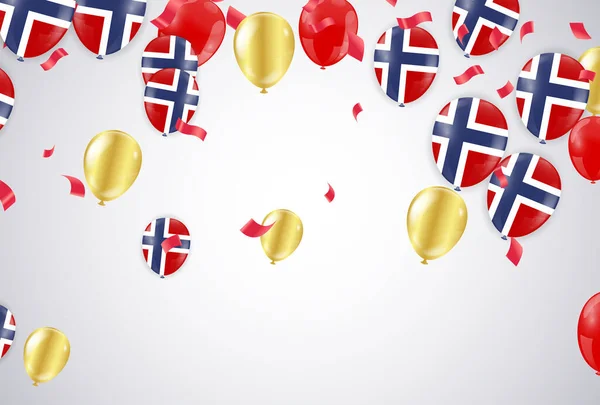 Постер Дня Незалежності Норвегії Патріотичне Свято Норвезькі Повітряні Кулі — стоковий вектор