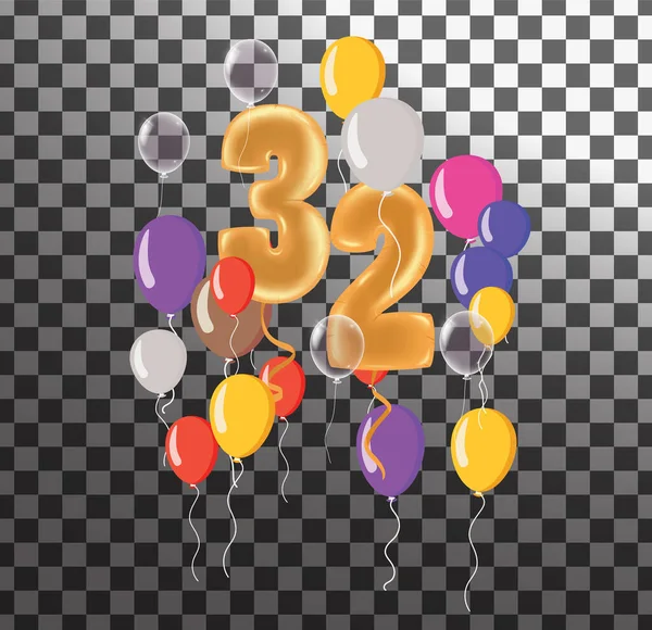 Happy Birtytwo Year Fun Celebration Anniversary Greeting Card Number Balon — Stockový vektor