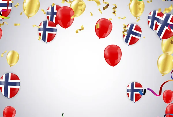 Plakat Dnia Niepodległości Norwegii Patriotyczne Wakacje Balony Norweskie — Wektor stockowy