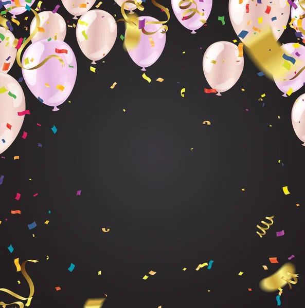 Hermoso Fondo Con Globos Colores Rosa Claro Volar Hacia Arriba — Vector de stock