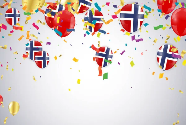 Cartaz Dia Independência Noruega Férias Patrióticas Balões Noruega — Vetor de Stock