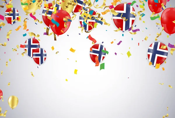 Plakat Dnia Niepodległości Norwegii Patriotyczne Wakacje Balony Norweskie — Wektor stockowy