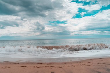 * las olas rompen en en la playa *