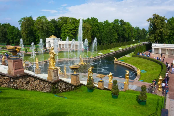 Petersburg Petrodvorez Russland August 2020 Springbrunnen Grand Cascade Unteren Park — Stockfoto