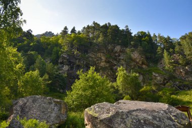Kuzey Kafkasya, Kuzey Osetya, Rusya 'daki dağlarda devasa yosun taşları