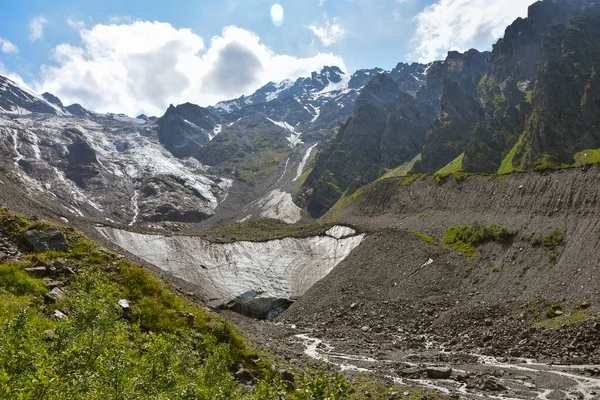 Glaciar Tsey Glaciar Del Valle Situado Ladera Norte Del Gran — Foto de Stock