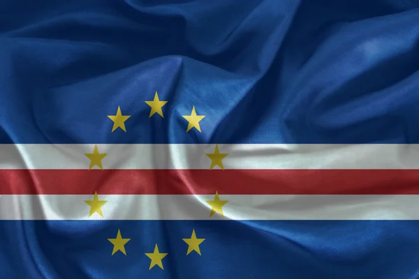 Patrón de bandera de Cabo Verde en la textura de la tela — Foto de Stock