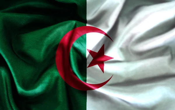 Algeria flag pattern on the fabric texture ,vintage style — Stock Photo, Image