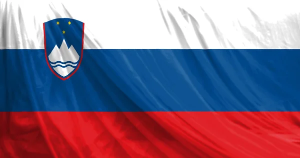 Прапор Словенії на тлі текстурою тканини, вінтажному стилі — стокове фото