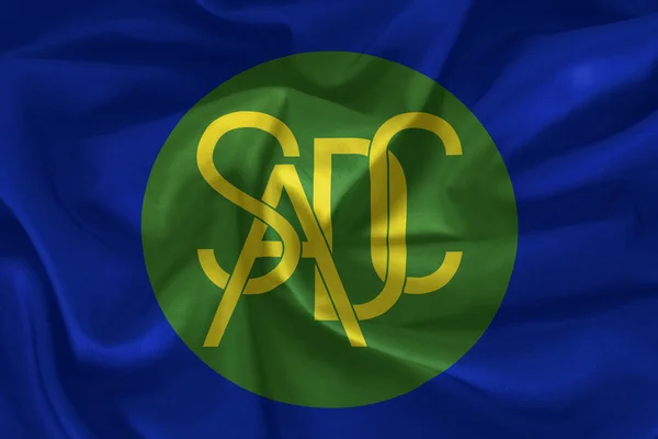 Southern African Development Community or SADC flag pattern on fabric texture — Stock Photo, Image