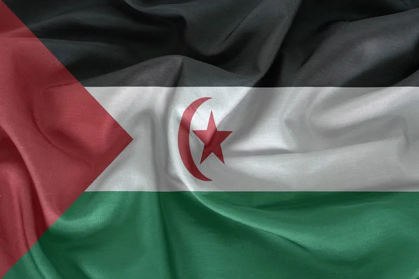 Sahrawi arabische demokratische Republik Flagge Muster auf dem Stoff Textur — Stockfoto