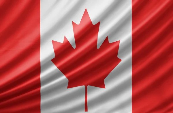 Kanada Flagge auf dem Stoff Textur Hintergrund — Stockfoto
