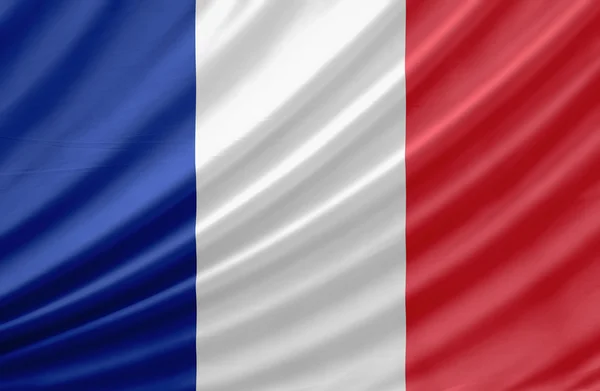 Ondeando la bandera de Francia. Bandera tiene textura de tela real — Foto de Stock